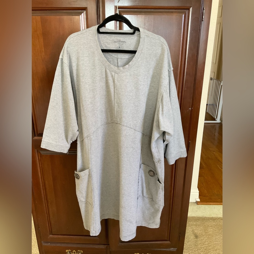Neon Buddha Sweatshirt Dress with Side Pockets in Gray - Size 3X